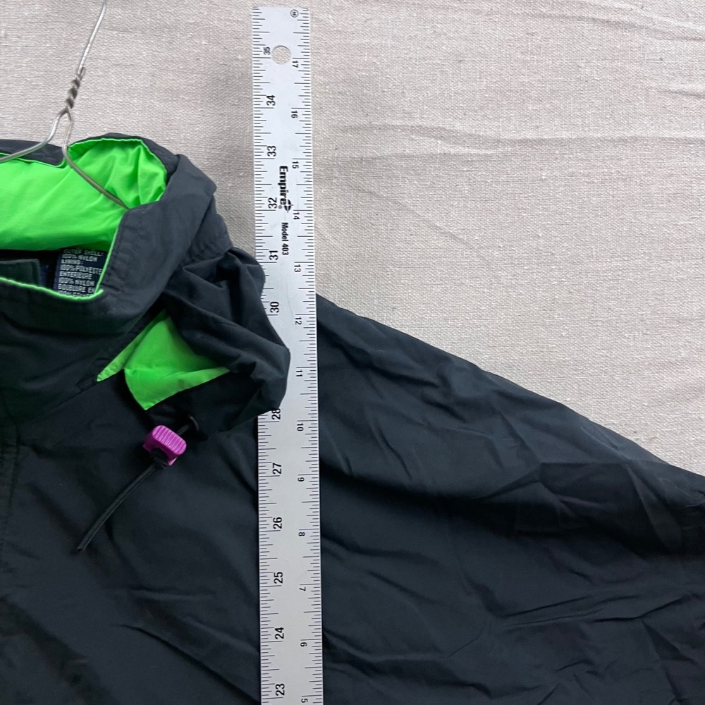 Vintage Gap Colorblock Windbreaker Jacket Black Neon Green Hooded Mens Large - Picture 7 of 7